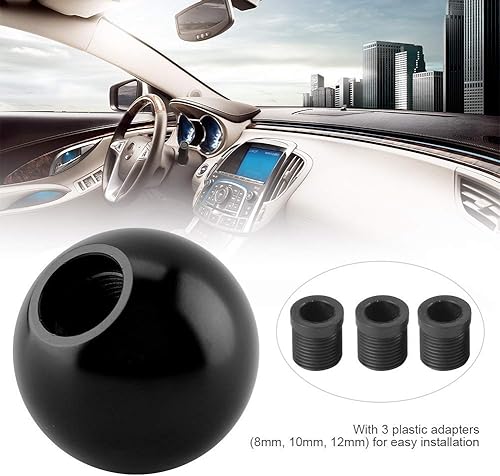 Miniatura 2 de Fydun Pomo de cambio universal negro con forma de bola redonda cabeza de cambio manual con 3 adaptadores