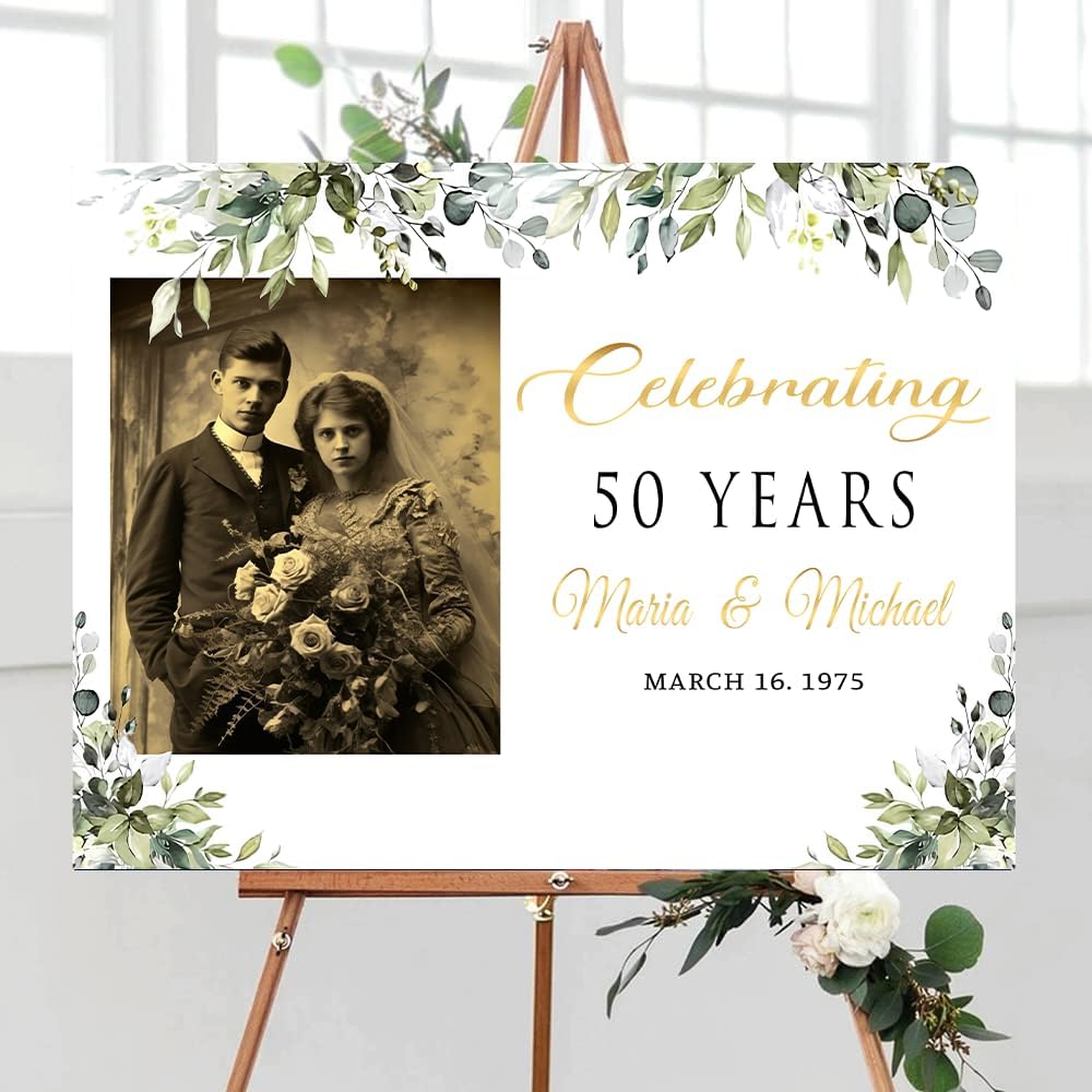 Personalized 50th Anniversary Yard Sign, Custom Golden Wedding Anniversary Lawn Decoration, 50 Years Party Outdoor Sign, Anniversary Welcome Yard Décor,12x18 inch#4