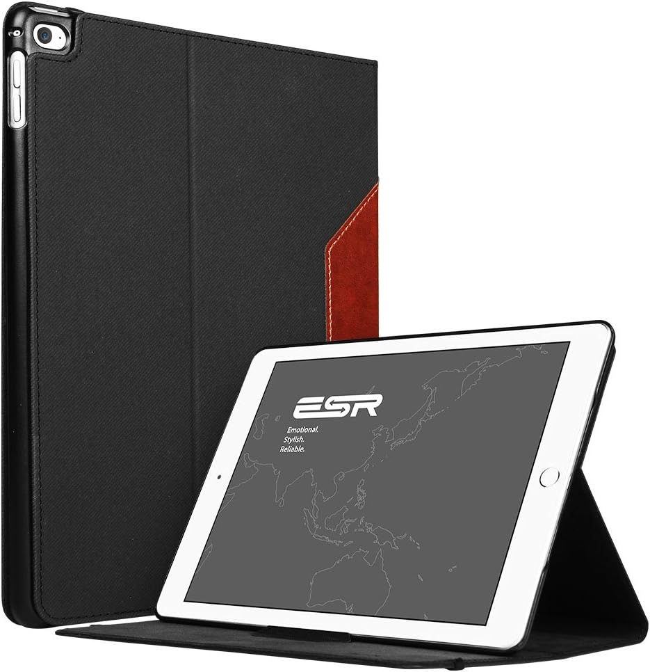 iPad Air 2 Case, ESR Intelligent Series Folio Case with Strap [Leather Deco] [Premium] [Microfiber] Stand Case Smart Cover [Auto Wake Up/Sleep Function] for[2014 Release] iPad Air 2 Cover (Brown)