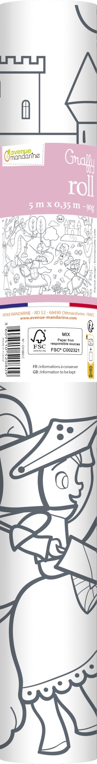 Rotolo Graffy Roll Per Bambini - Disegno Pirati E Sirene, 5 Metri