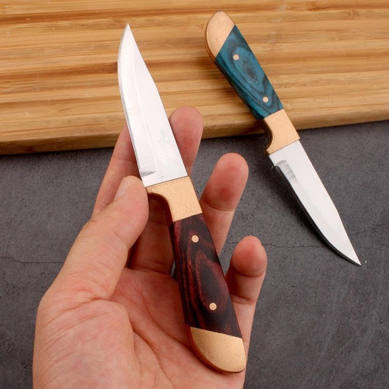 Valkyrie Paslanmaz Çelik Kamp Bıçağı | 16 cm Outdoor Av Bıçağı Deri Kılıflı Kompakt Bıçak Kahve