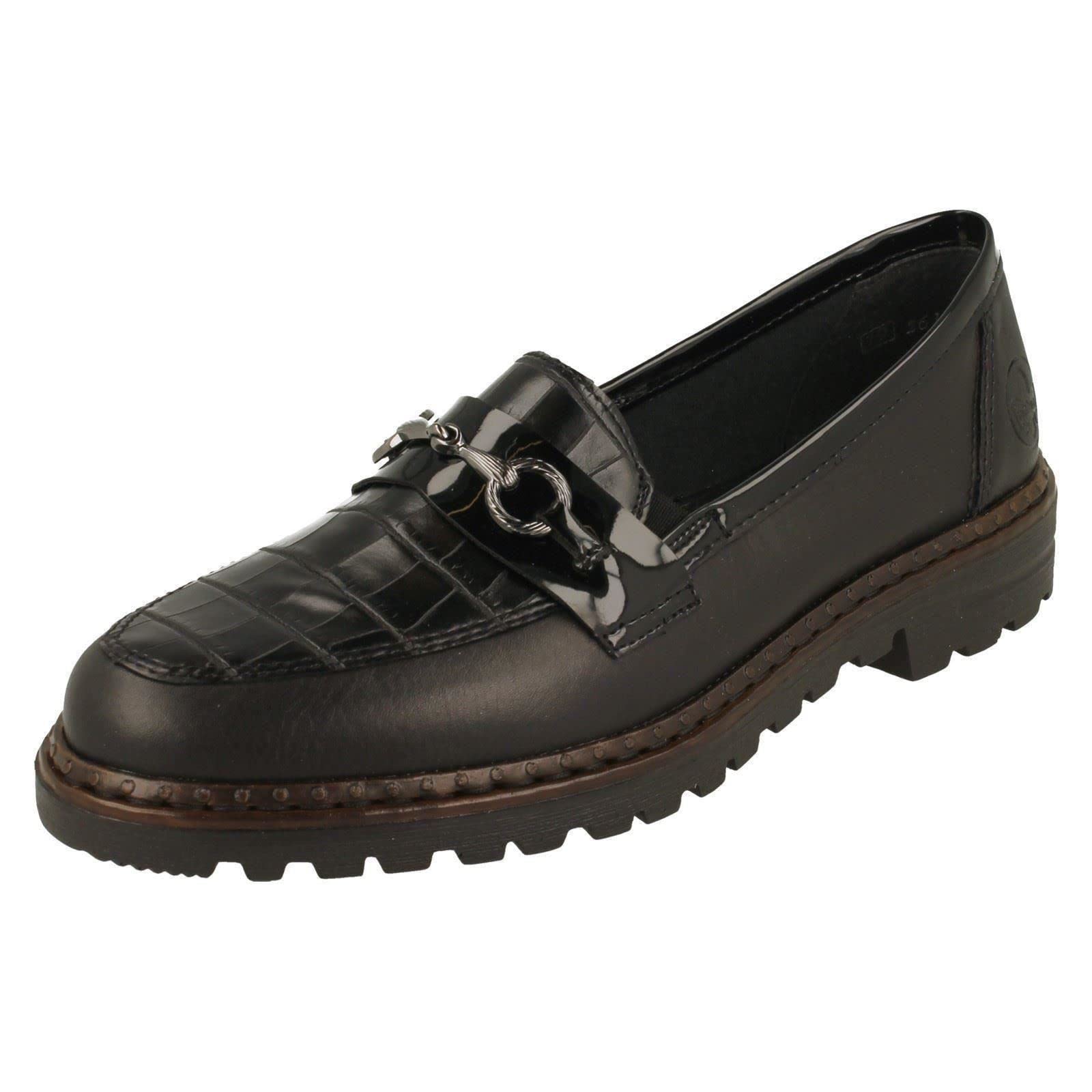 Rieker Ladies Slip On Loafers 54862-01 - Black Leather - UK Size 7.5 - EU Size 41 - US Size 9.5