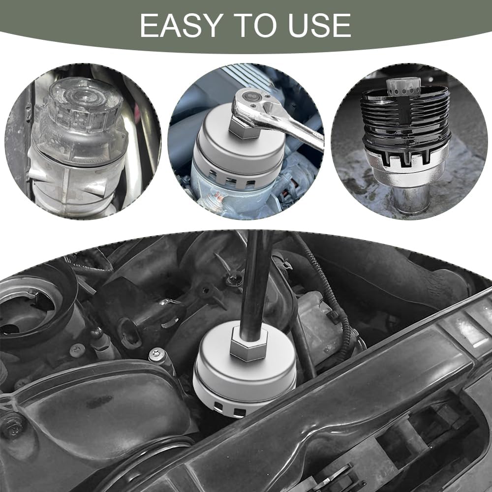 Oil Filter Cap Wrench, 64mm 14 Flute Aluminum Oil Filter Cap Removal Tool, Heavy Duty Filter Element Wrench for 2.5-5.7L Engine Compatible with Lexus Toyota 4Runner RAV4 Highlander and Mor