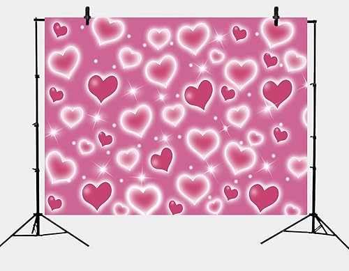 Miniatura 6 de DYANG Fondo de corazón rosa de principios de la década de 2000, con purpurina, corazón, romántico, fiesta de San Valentín, fondo fotográfico, baby