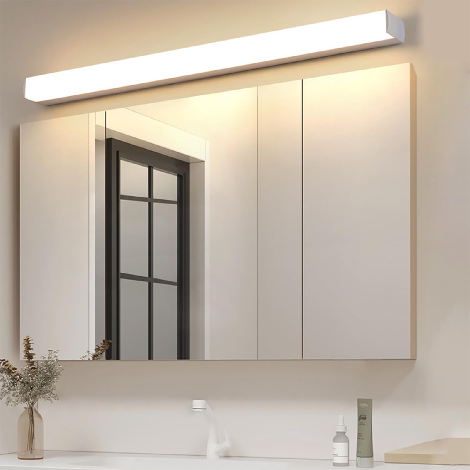 Applique da parete a LED per bagno, impermeabile IP44, 3000 K/6500 K, illuminazione regolabile, ideale per doccia, doccia, camera da letto, soggiorno, hotel (argento, 20 cm)