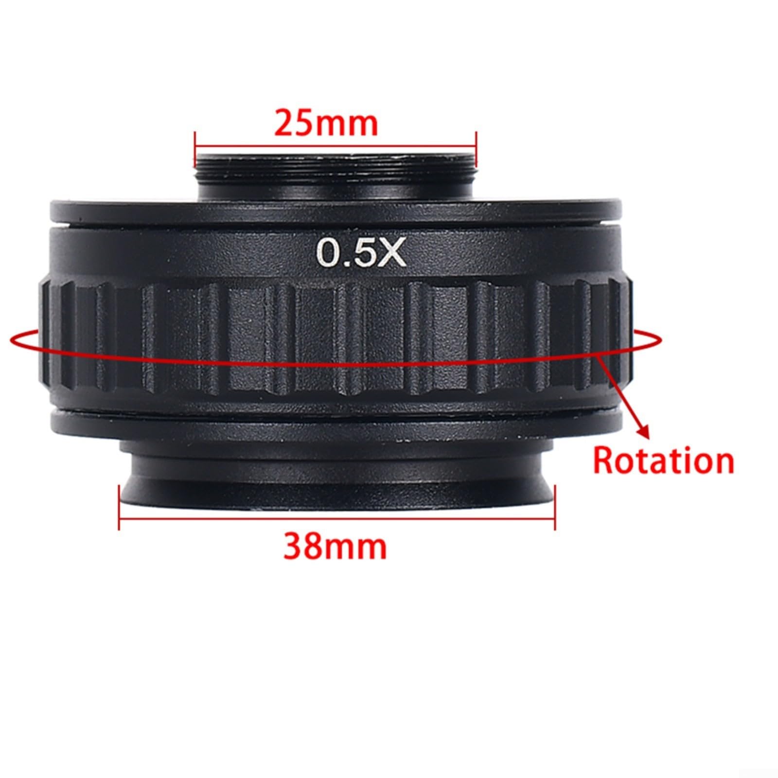 C-Mount Adapterobjektiv für Stereo-Mikroskope, 38 mm, Kamerahalterung, 0,35 x 0,5 x 1 x Vergrößerung, Mikroskop-Kamera-Adapter (0,5-fach)