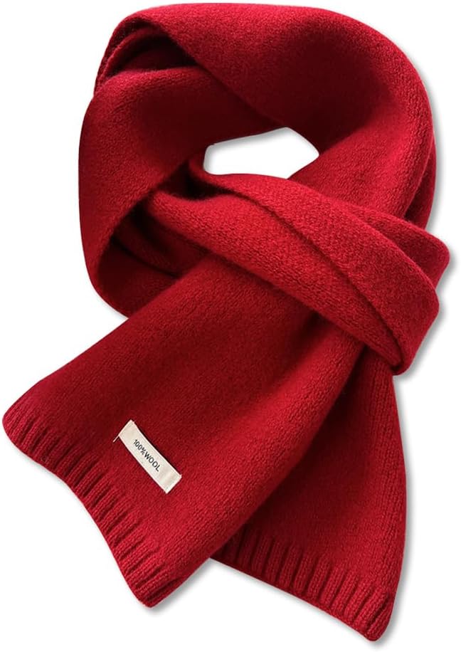 LumiSyne Winter Gebreide Sjaal Voor Vrouwen Mannen Australische Wollen Sjaal Eenvoudige Effen Kleur Lange Geribbelde Halsdoek Pashmina Zachte Warme Halsdoek 160 × 20 cm, Bruin, Eén maat