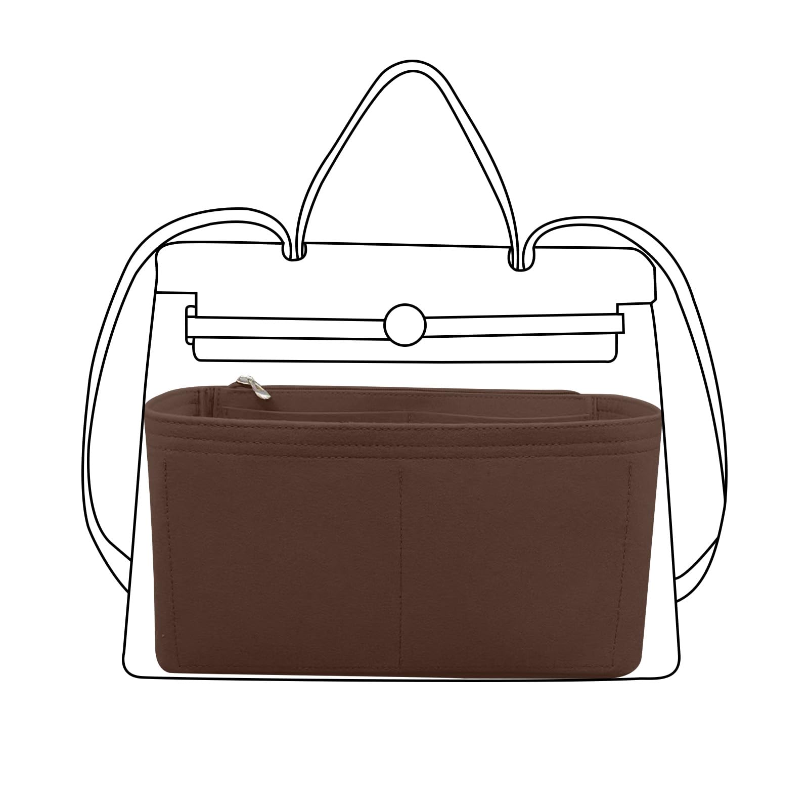 Taschen-Organizer Für Hermes Herbag Zip 39 - Filzeinsatz Beige | Mehrere Fächer