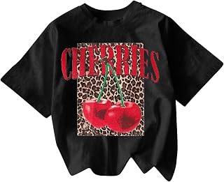 RoseSeek Women's Cherry Graphic Tees Casual T Shirts Summer Tops Trendy