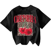 RoseSeek Womens Cherry Graphic Tees Casual T Shirts Summer Tops Trendy