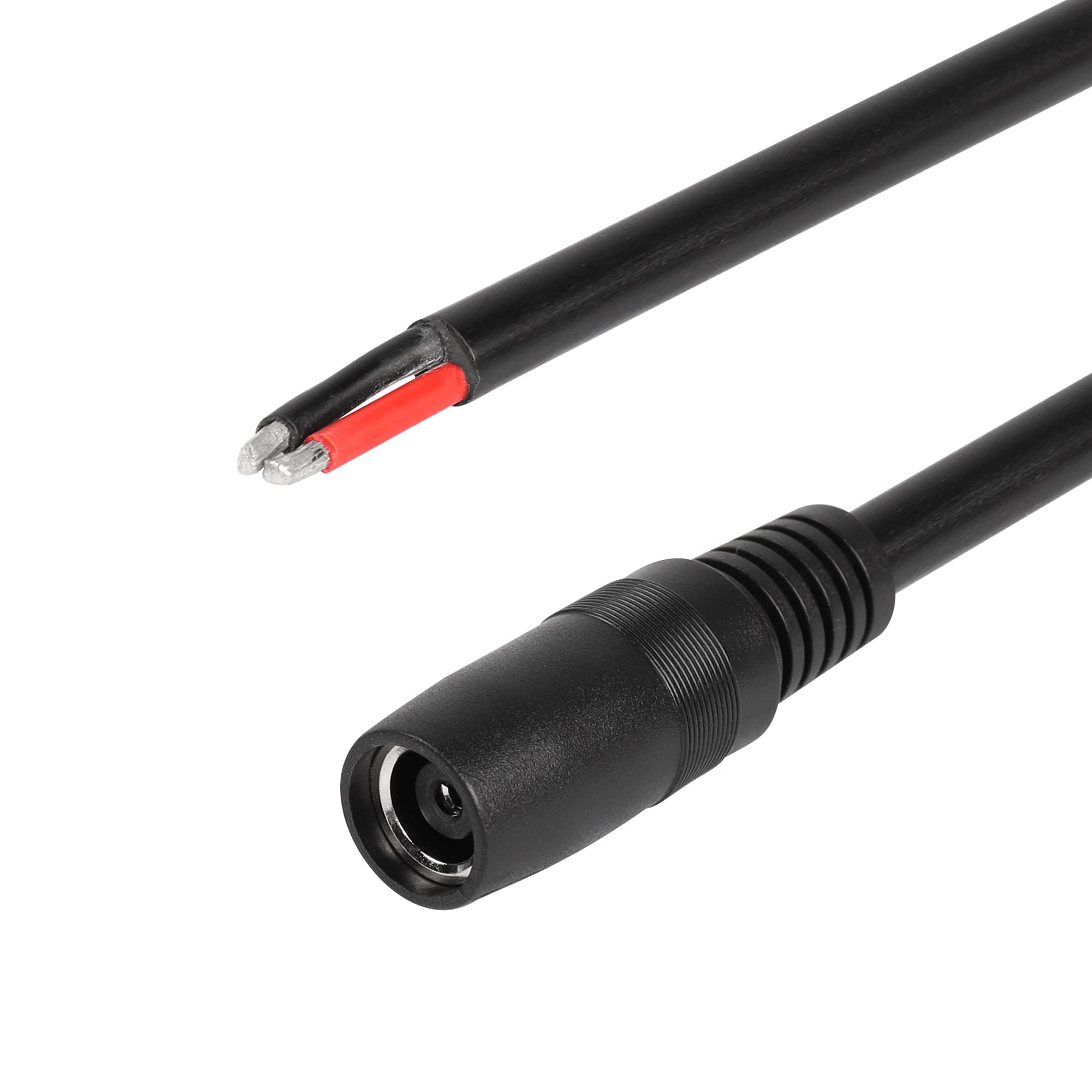 HATMINI 3 STKS 18AWG DC stroomkabel gevlochten 3,3FT DC5521 mannelijke cilinderstekker voeding reparatiekabel stekker naar open kabel voor camera (mannelijk