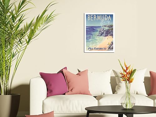 Miniatura 3 de Bermuda - via Pan American World Airways - Póster vintage de viaje de aerolínea por Loweree c.1953 - Cartel de metal vintage de 8 x 12 pulgadas
