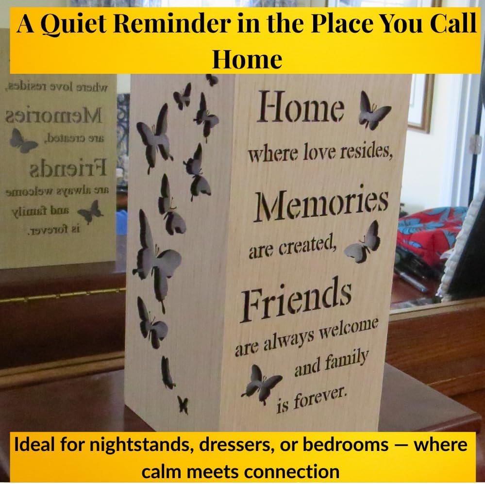 Miniatura 7 de Letrero decorativo de mariposa Regalo para amigos de la familia para el hogar, Cita de madera inspiradora para repisa, entrada o mesa de cocina