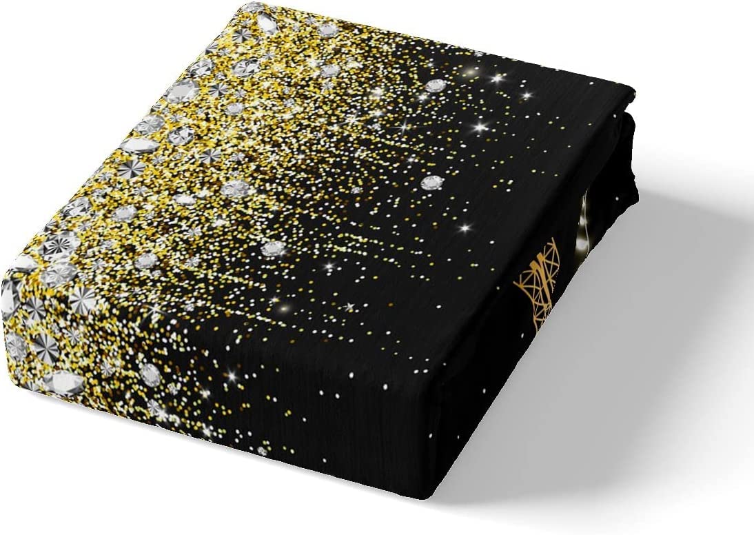 Homewish Black Golden Paris Bedding Set King For Women,Girly Glitter Eiffel Tower Duvet Cover For Valentine'S Day Gift,Gradient Diamond Comforter Cover Sparkles Sequins Quilt Cover With 2 Pillow Sham - Image 4