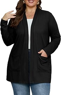 Plus Size Cardigan for Women 2025 with Pockets Long Sleeve Casual Lightw...