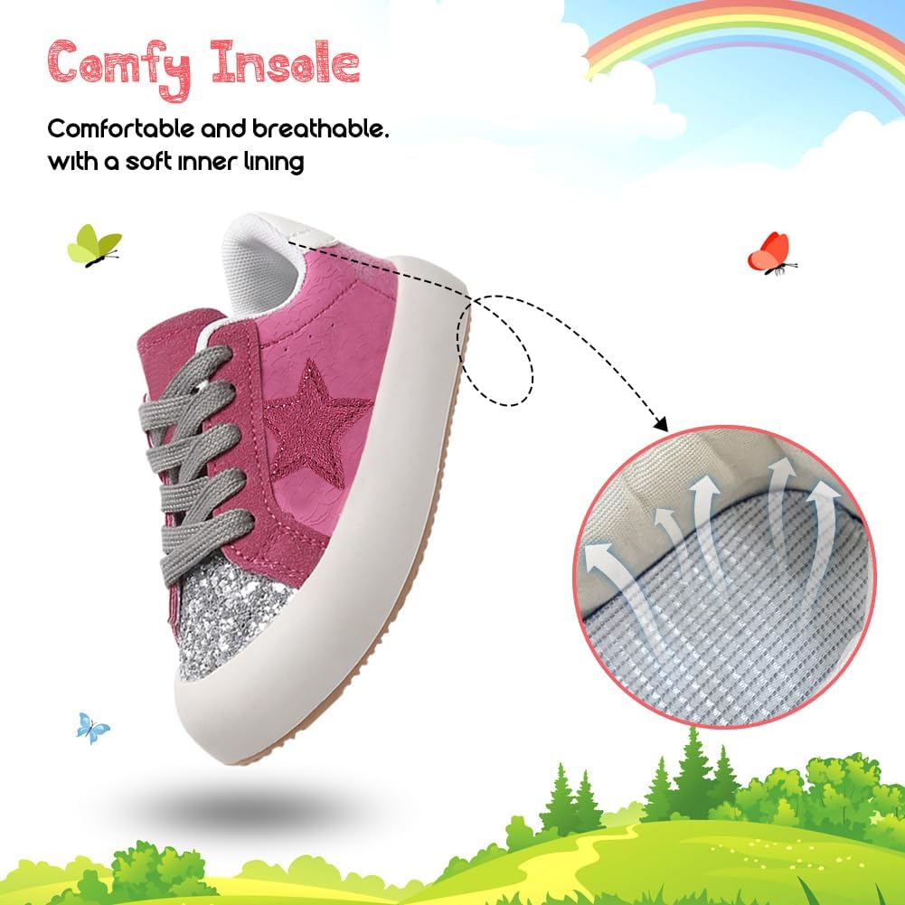Girls Sneakers Glitter Tennis Shoes Lightweight Non-Slip Running Walking Shoes for Toddler/Little Kid/Big Kid - Image 7