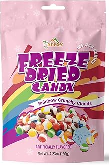 Apexy Freeze Dried Candy - Freeze Dried Rainbow Candy Assorted Flavor - Dehydrated, Crunchy, Colorful Treats & Snacks for Kids & Adults - Packed in a Resealable Pouch 4.23oz (120g) (Original Rainbow Crunchy Clouds)