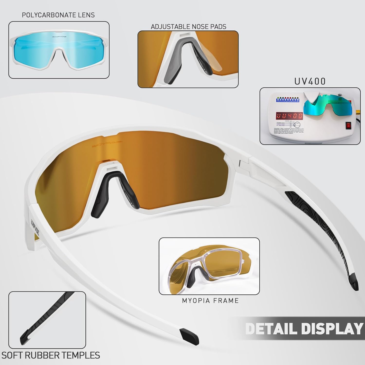 KAPVOE Polarized Cycling Glasses Men Women Mountain Bike Glasses MTB Riding TR90 Sport Sunglasses Running Bicycle K93
