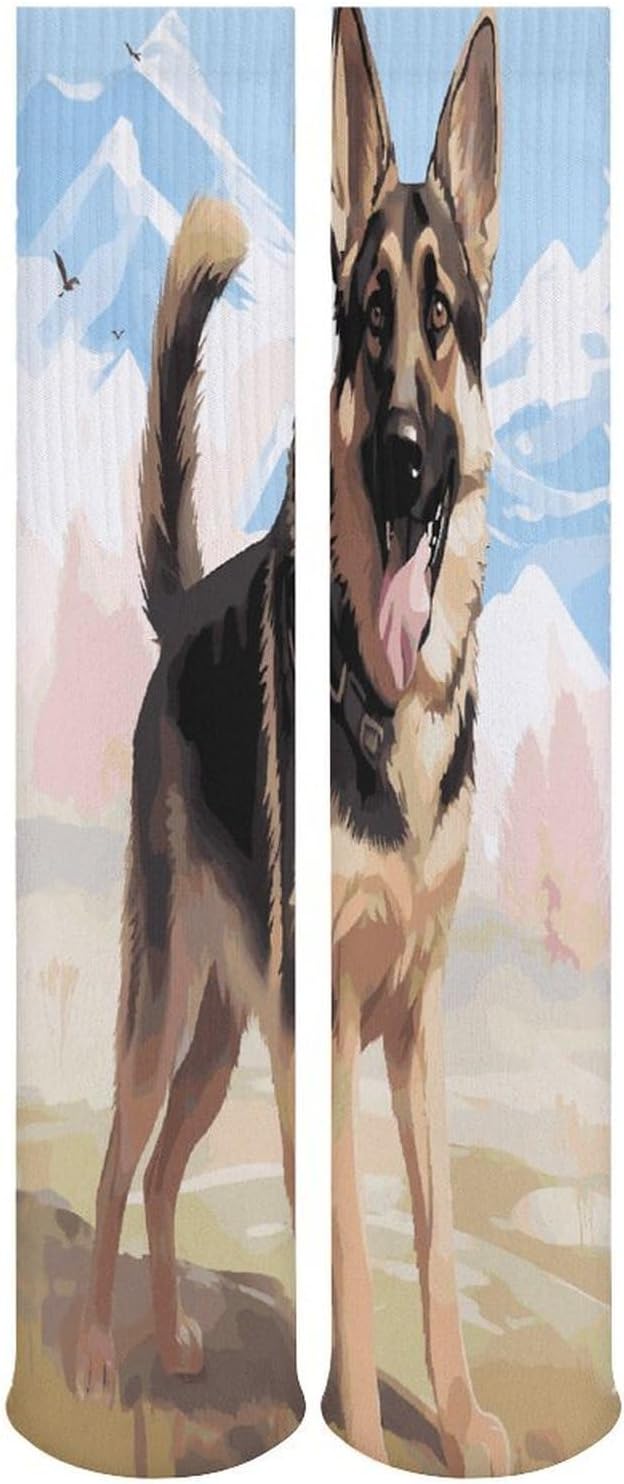 German Shepherd Dog Lovers Stocking - Cute Casual Long Athletic,Crew Sock for Men Women,Running Socks Soft Breathable for Gift