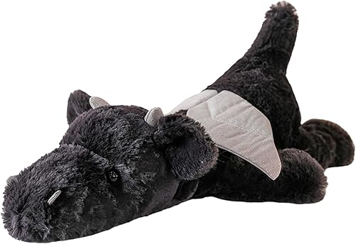 Dragón negro de peluche gigante de 19 pulgadas, juguete de peluche de dragón suave Kawaii suave para bebé, almohada para abrazar cumpleaños para