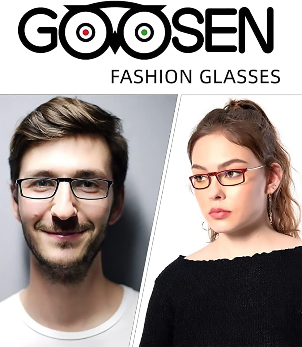 GOOSEN Reading Glasses for Women Men, Keychain Bags Compact Folding Readers, Clear Lens Blue light Glasses Spring Hinge - Image 5