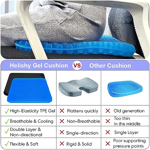Image of Extra Large Gel Seat Cushion for Long Sitting Pressure Pain Relief (Blue) | 17x17inch Large & Thick Gel Cushion, Breathable Cooling & Soft Seat Cushion, Multiuse for Office Home Wheelchair Car Airplane