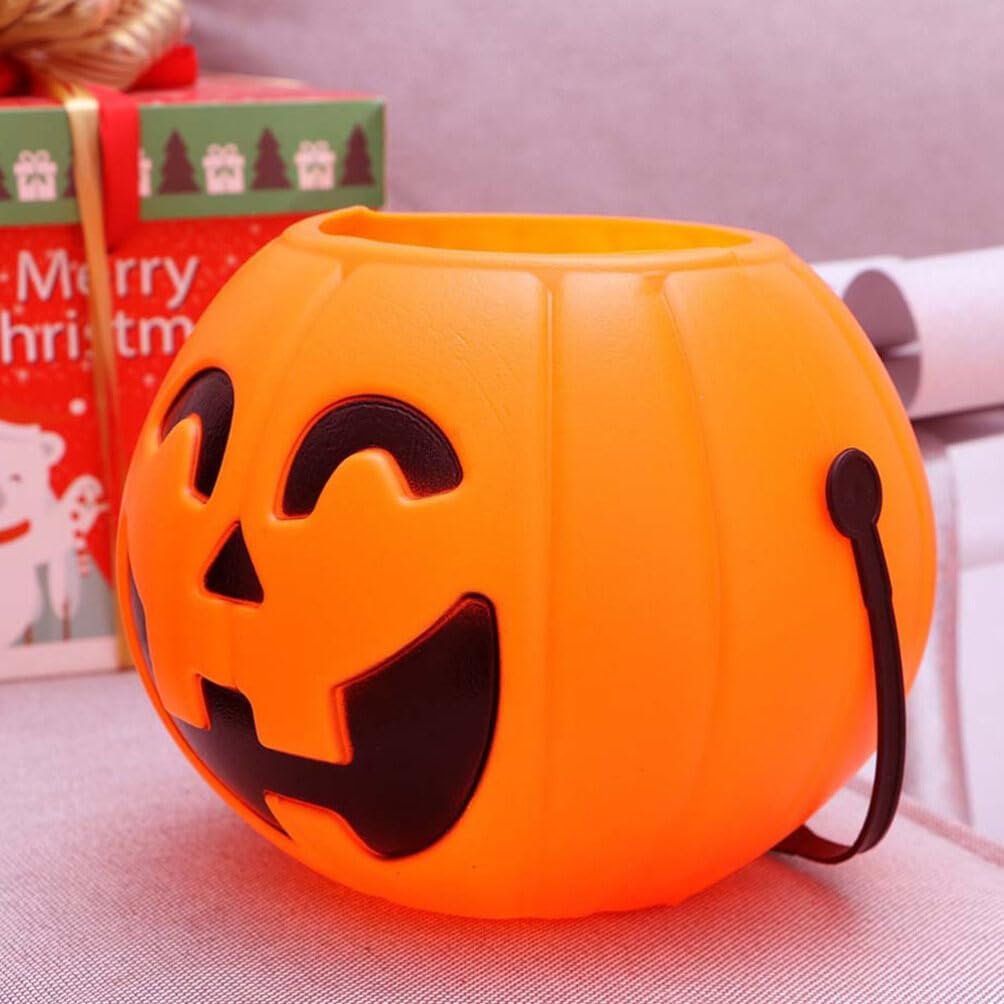 STOBOK Pumpkin Bucket, 4pcs Trick or Treat Pumpkin Bucket Jack O Lantern Halloween Candy Plastic s Halloween for Party Favors