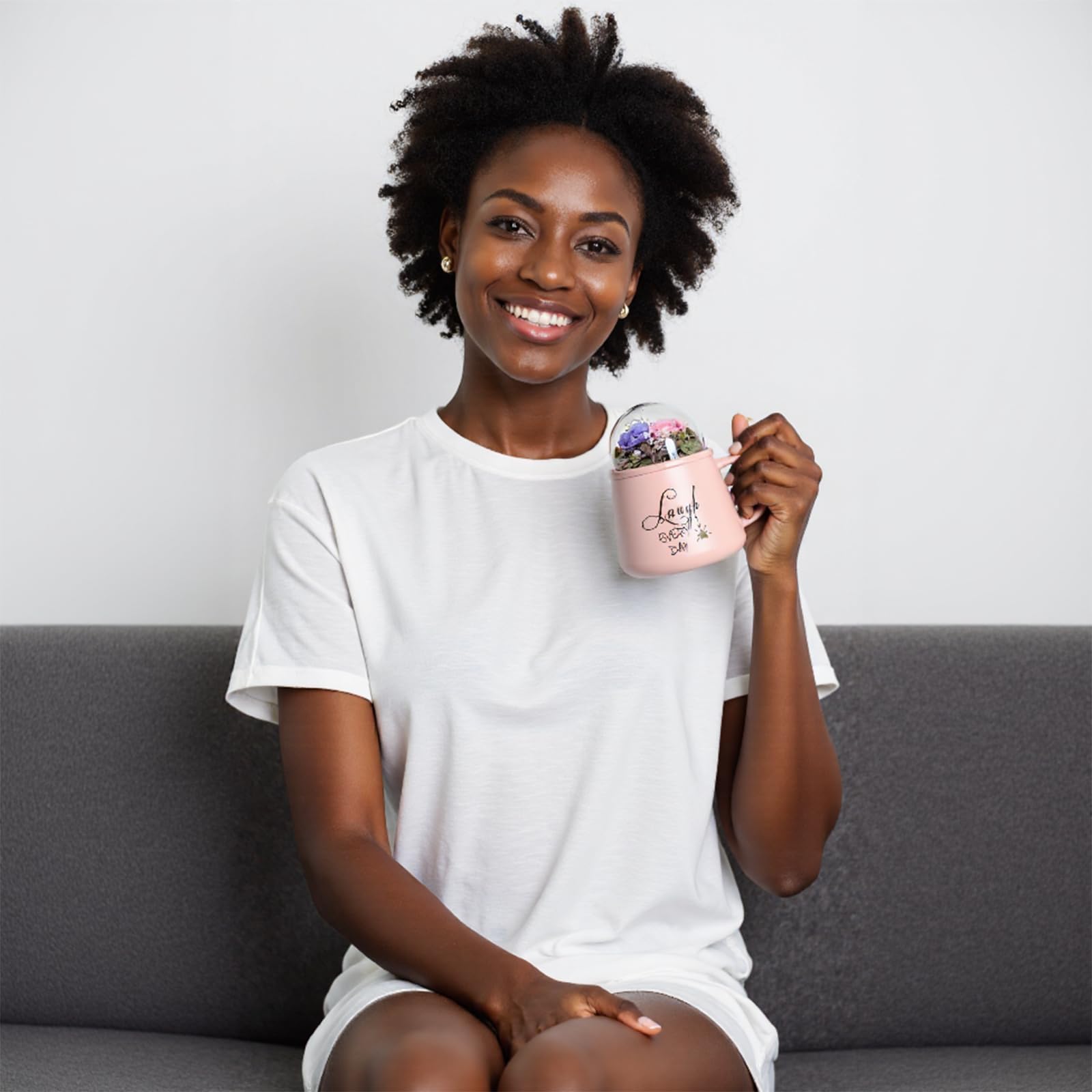Tasse à café avec couvercle – 2 roses éternelles (rose et lilas), coffret cadeau pour elle/épouse, Saint-Valentin, fête des mères, anniversaire de mariage, Noël, coffret cadeau inclus