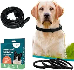 Coleira Natural Antipulgas Carrapatos Para Cachorros 63cm Ajustável