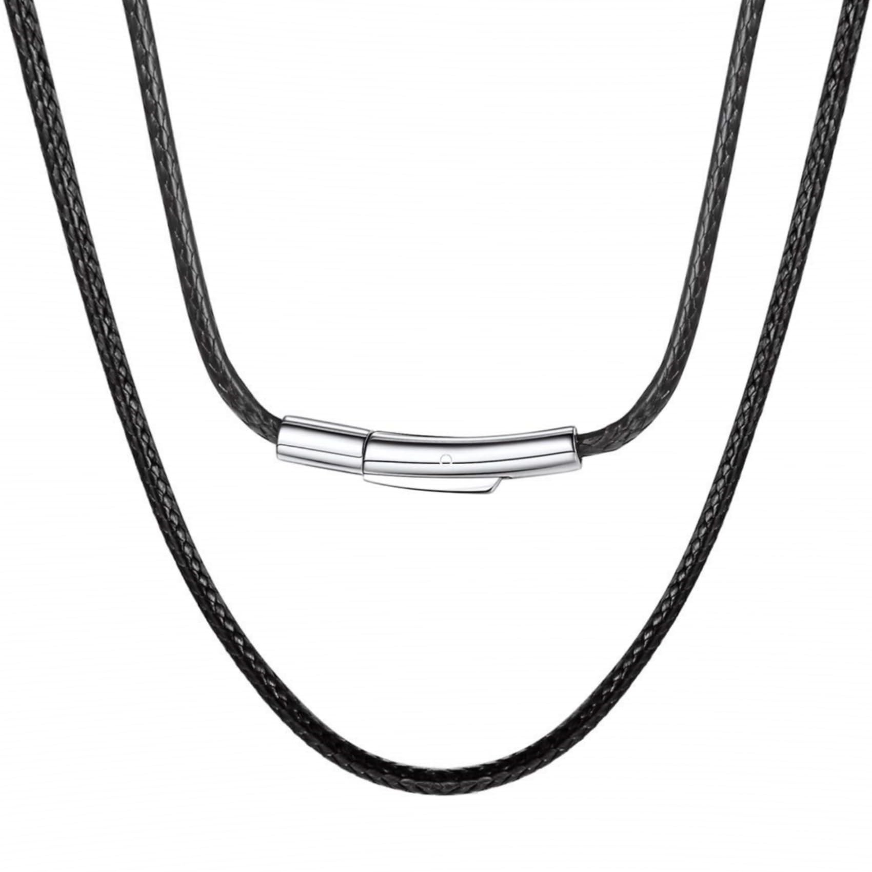 HSWYFCJY Lederkette Herren 3mm Kunstleder Halskette Schwarz