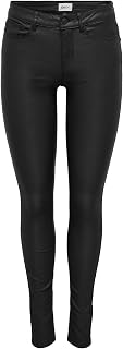 ONLY ONLAnne mid Coated Women's Leather-Look Trousers, Skinny Fit Jeans L / 32 L Bl…
