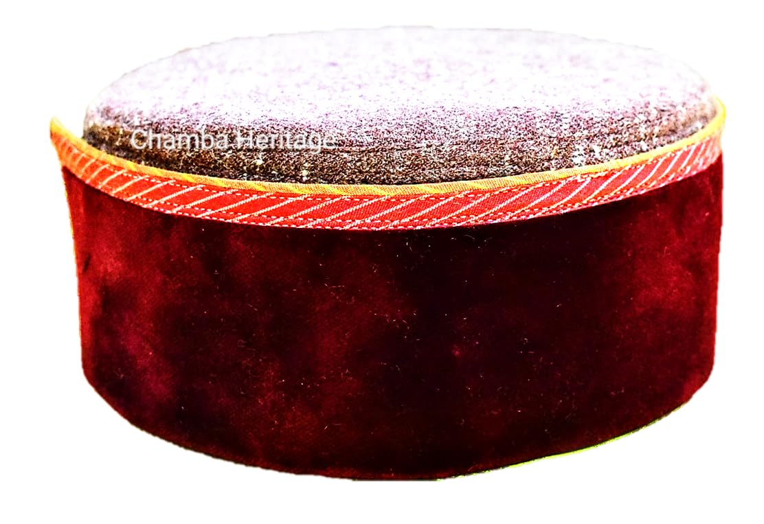 chamba heritage Unisex Red ColourHimachali Kullu Kinnauri Patti Woolen Cap/Topi Traditional Handcrafted Cap pahadi topi-picture-32