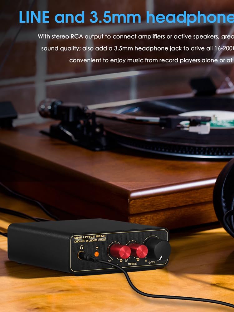 T14 MM MC cart Giradischi Phono RIAA Preamplificatore BASS Treble Regolazione + Amplificatore per Cuffie