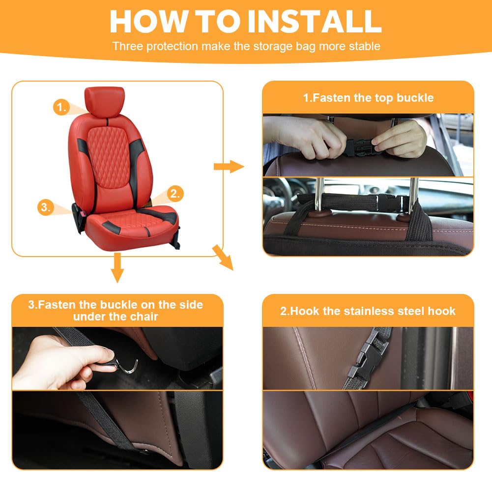 URAQT Organizer per Sedile Posteriore Auto, 1 Proteggi Sedile Auto Bambini Posteriore con Vassoio da Tavolo Pieghevole per tablet bambin, con 6 Tasche e Tavolino Pieghevole, Impermeabile(nero)