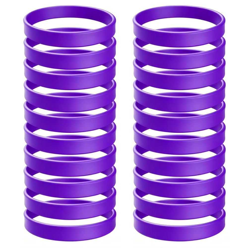 Aoktorkit 20Pcs Purple Silicone Wristbands for Events.Elastic Rubber Bracelets,Silicone Sports Rubber Bracelets,202 * 12 * 2mm Party Event Wristband