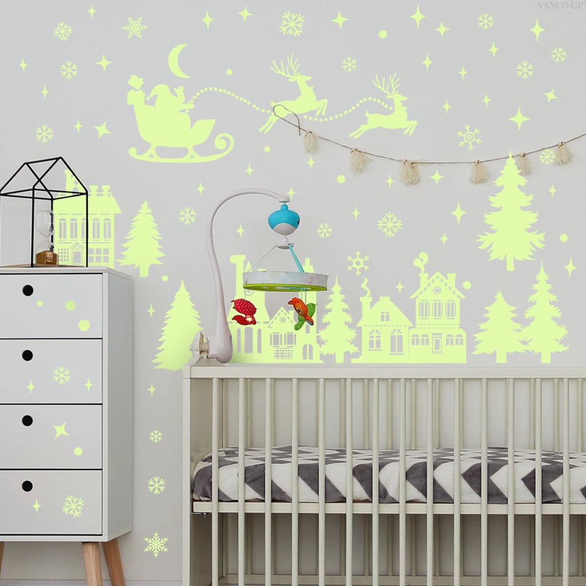 DIY Kreativität Sternenhimmel Astronaut Nachtlicht Wandaufkleber Cartoon Kaninchen Wandaufkleber Stern Raumschiff Nachtlicht Aufkleber Raumdekoration (Weihnachtsaufkleber)