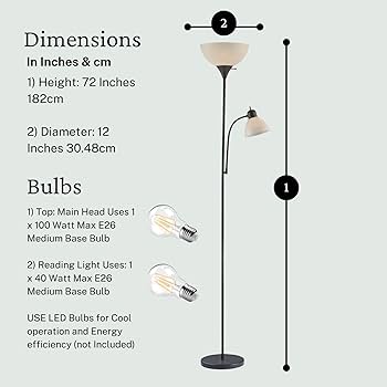 Amazon | Light Accents 150ワットフロアランプ 読書ランプ付き