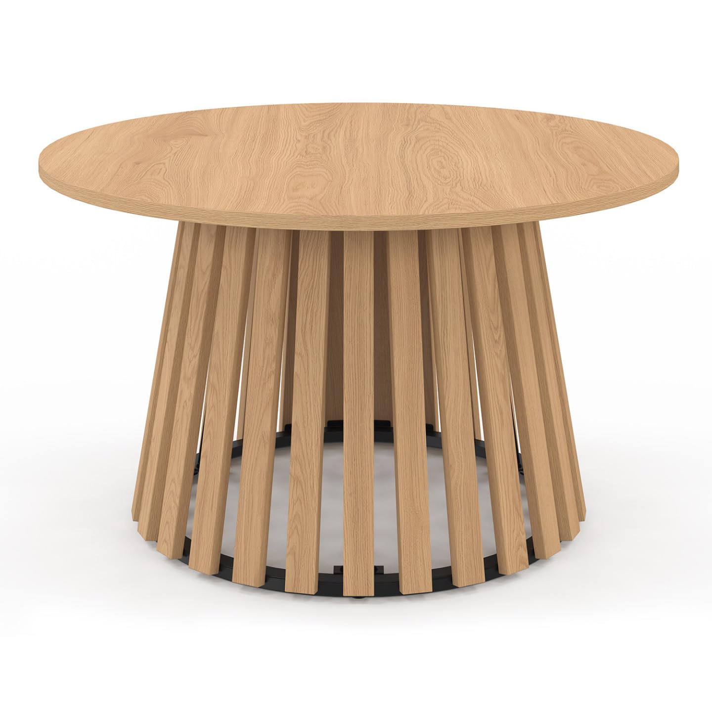 IDMarket - Runder Couchtisch Carmen 70 cm Holzfuß aus Latten und Holzplatte