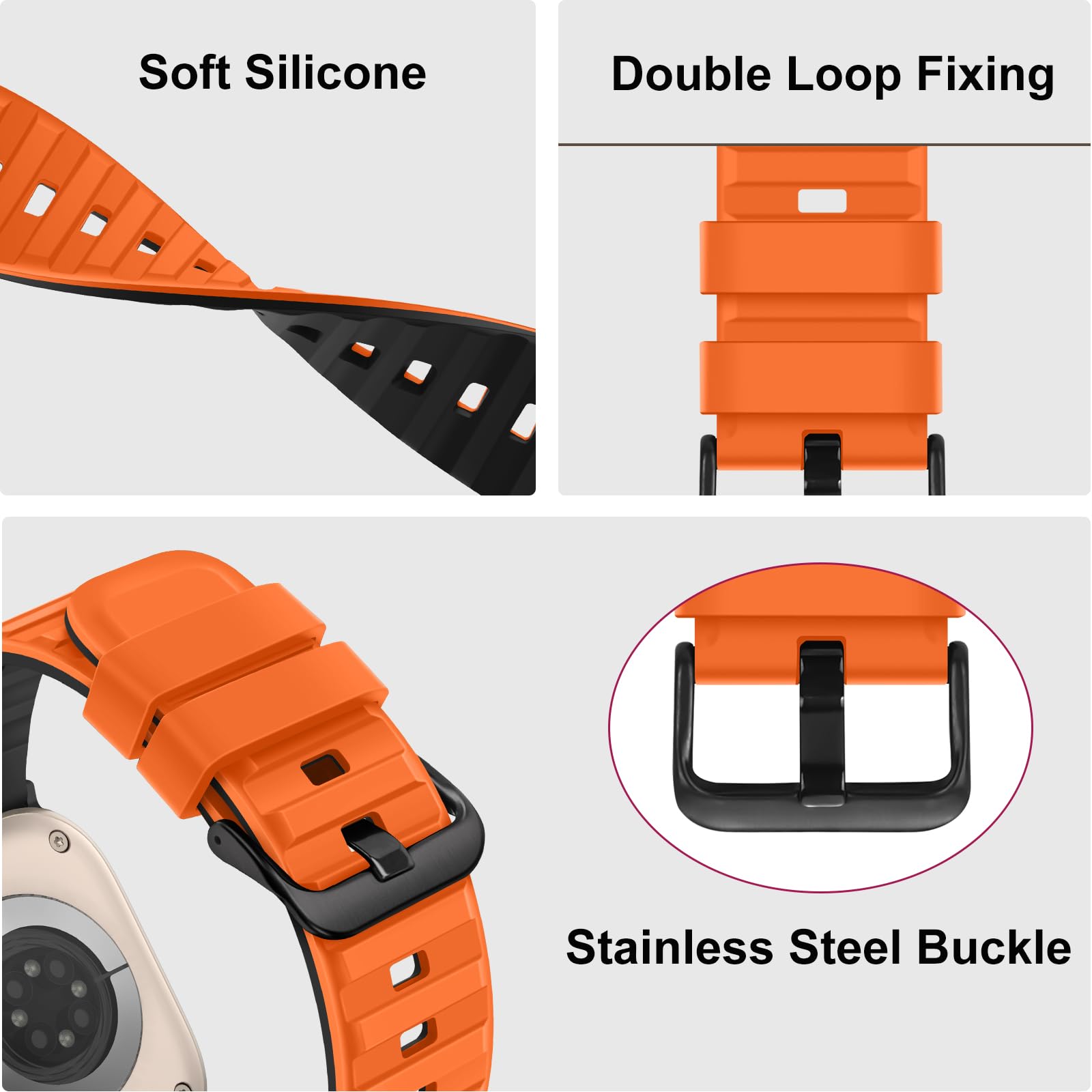 Suphart Cinturino Compatibile con Cinturino Apple Watch 49mm 45mm 44mm 42mm, Cinturini Sportivo in Morbido Silicone per Apple Watch Ultra 2 Ultra SE Series 9 8 7 6 5 4 3 2 1