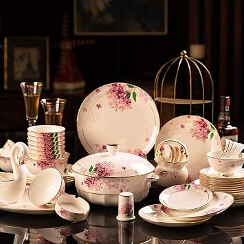 Dinner Sets, Plate/Bowl/Dish50 Pieces Painted Gold Bone China Dinnerware Porcelain Combination Set - Family Party Restaurant,