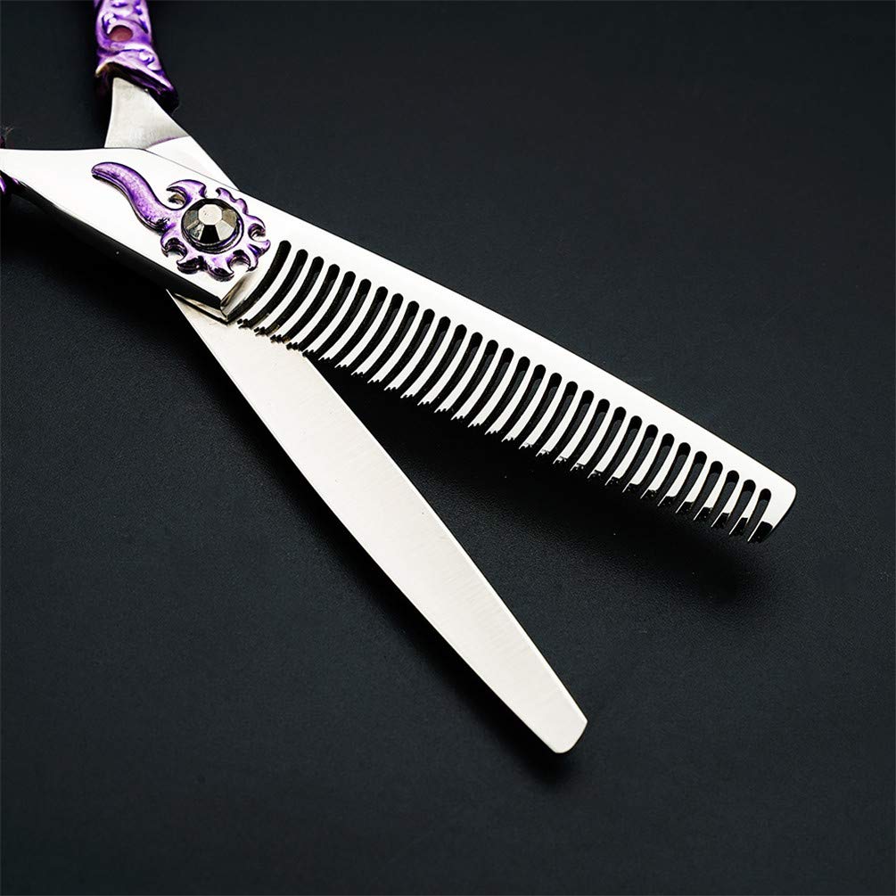 Coupe de Cheveux Ciseaux Kits, Barbiers Inoxydable Ciseaux de Coupe de Cheveux en Acier pour Hommes Femmes Enfants Animaux de Compagnie Salon Barber (Violet)