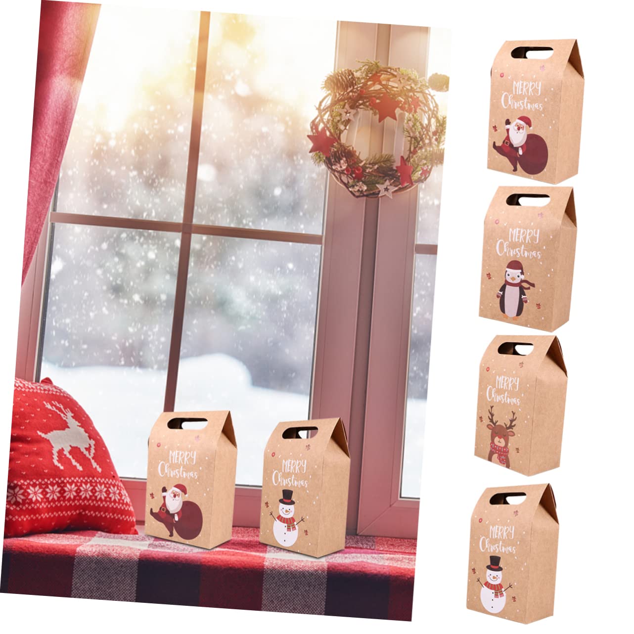 SOLUSTRE 24stücke Kraftpapier Tüten Weihnachten Weihnachtsplätzchentüten Verpackungspapiertüten Weihnachtliche Papiertüten Geschenktüten Aus Kraftpapier