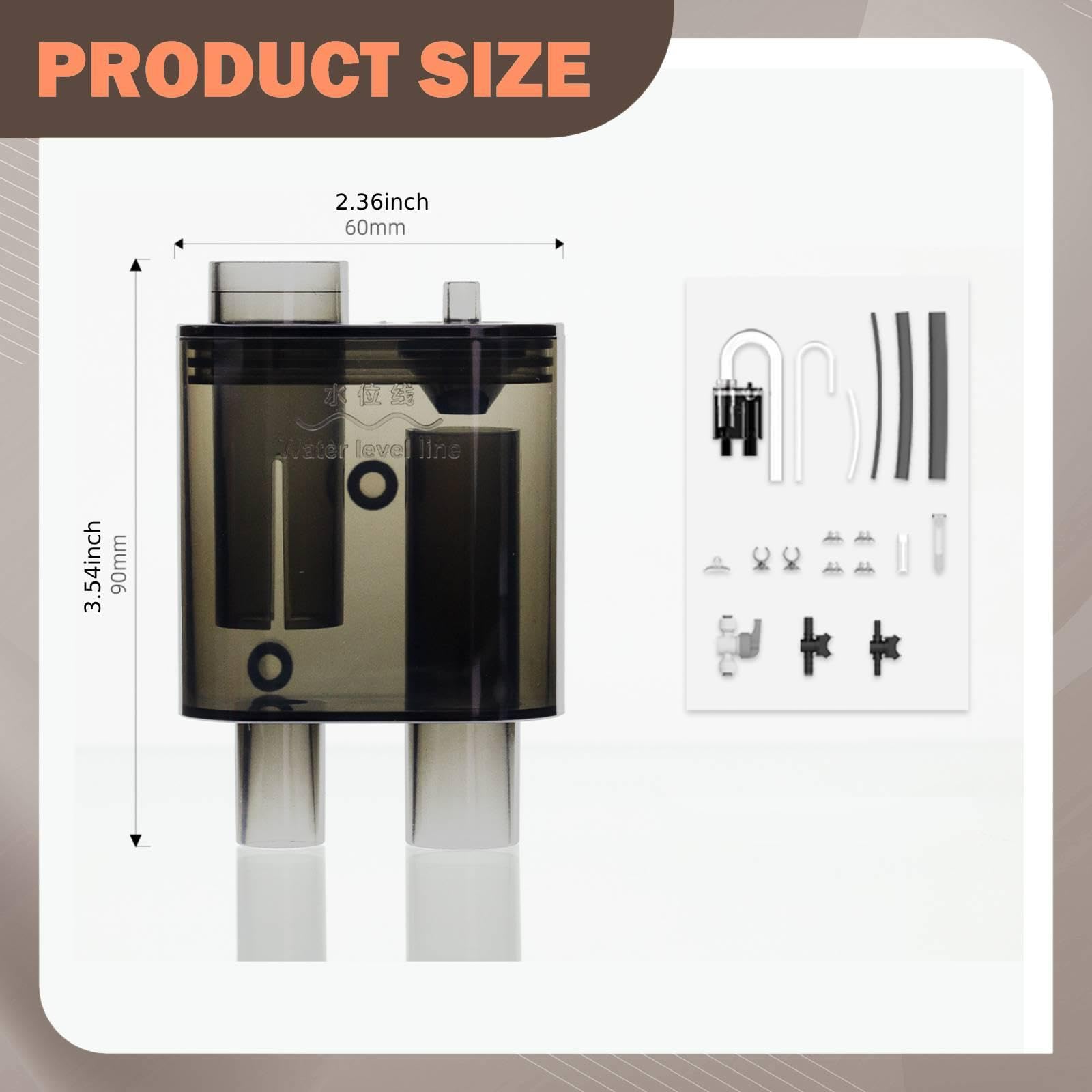 Aquarium Überlaufbox Set, Kompakte Siphon Überlaufbox mit Einstellbarem Wasserstand, Aquariumzubehör Aus PP Material, Ade, Schwarz
