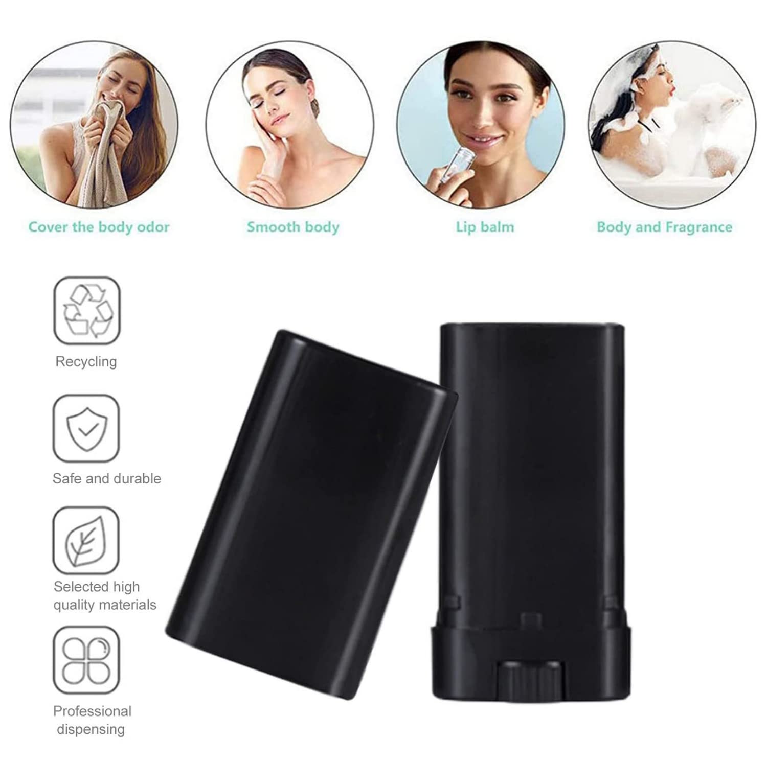 Sxminer Lot de 30 tubes vides vides en plastique pour baume à lèvres 15 ml Tube de remplissage sans BPA pour lotion maison, crayon, chapstick