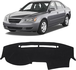 KUST Black Dash Cover Compatible with Hyundai Sonata 2006-2008 Dashboard Cover Accessories for Sonata Non-Slip Polyester Dashboard Mat Custom Fit Center Console Sunshield Protector No Glare