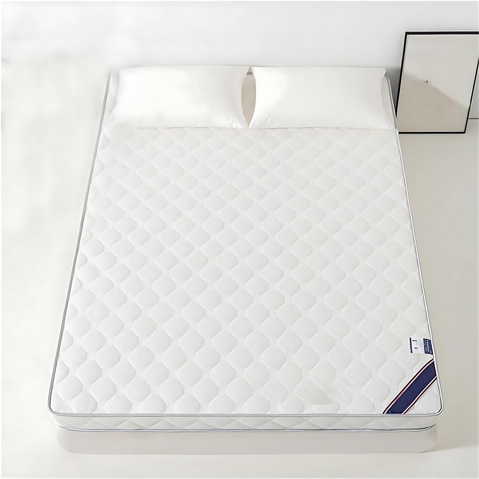 Sobrecolchón de Microfibra - Muy Suave y Cómodo con Diseño Antideslizante, Lujoso Massage Bubbles, Funda Colchón Antialérgica(White 9cm,150 x 200 Double)