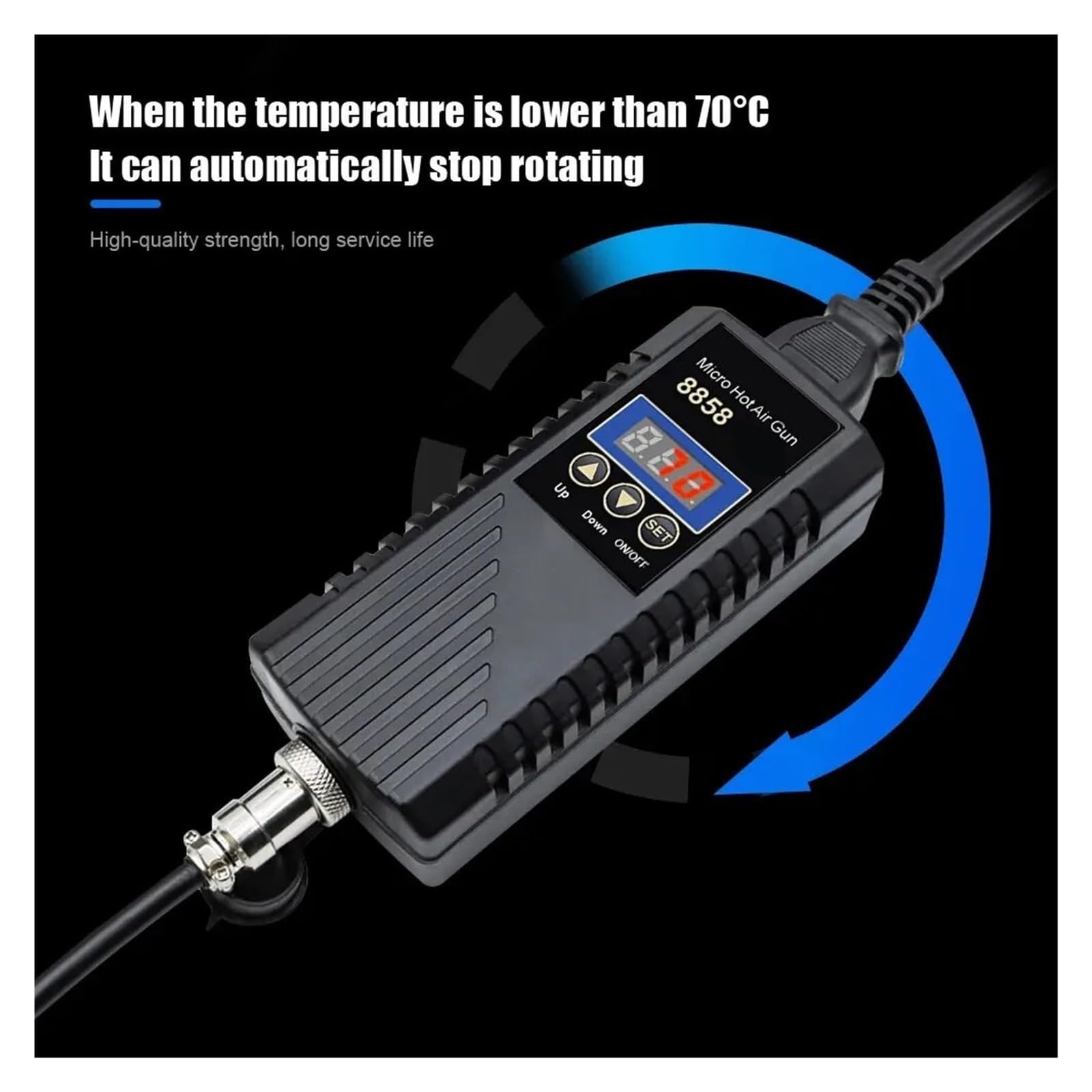 Pistola de aire caliente 8858, estación de soldadura de microtrabajo, secador de pelo digital LCD para herramientas de reparación de soldadura por calor de 750 W, calentamiento rápido