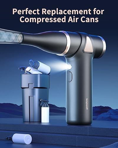 Miniatura 8 de leapwell - Plumero de aire comprimido, limpiador de aire eléctrico de 150000 RPM, mini soplador de aire para computadora, sin cables, puede recargar