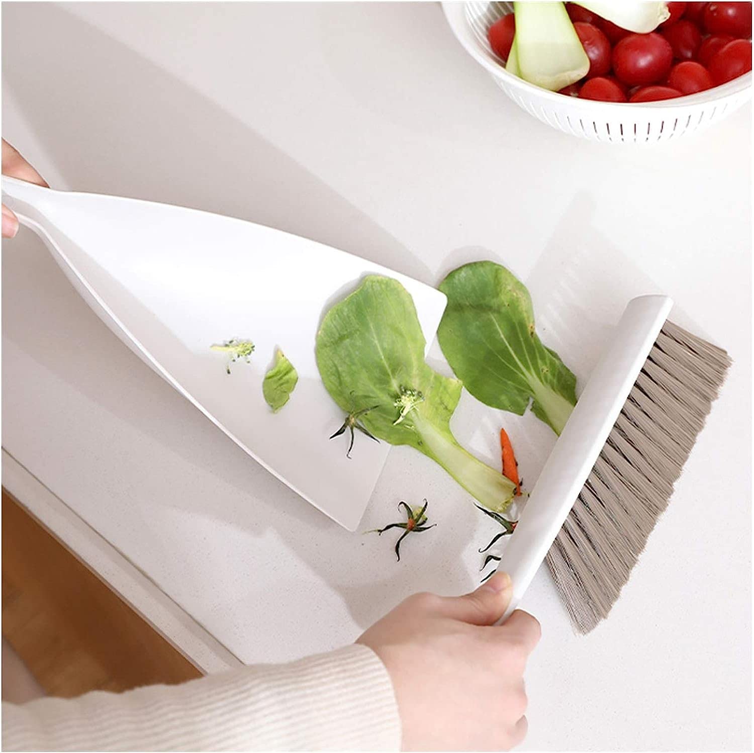 Juego Plumero Cepillo de Limpieza Suave Juego de Cepillo y recogedor de Agarre cómodo de Mano Hotel Familia Ropa Polvo Cabello Sofá Cama Sábanas Colcha Limpieza de alfombras Mango Plumeros Cepillos
