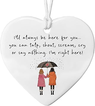 Ill Always Be Here For You Keepsake, Tough Times Gift, Supportive Friend, Friends Always, Heart Ornament, Gift for Best Friend, Long Distance Friendship Gift, Ceramic Heart